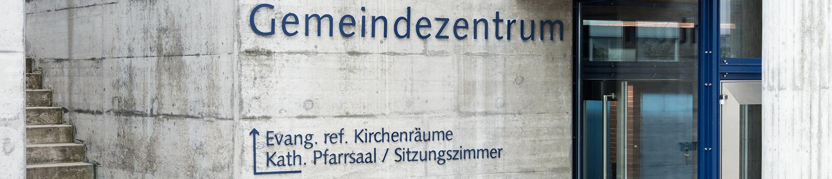 Beschriftung am Gemeindezentrum Horchentalstrasse 1